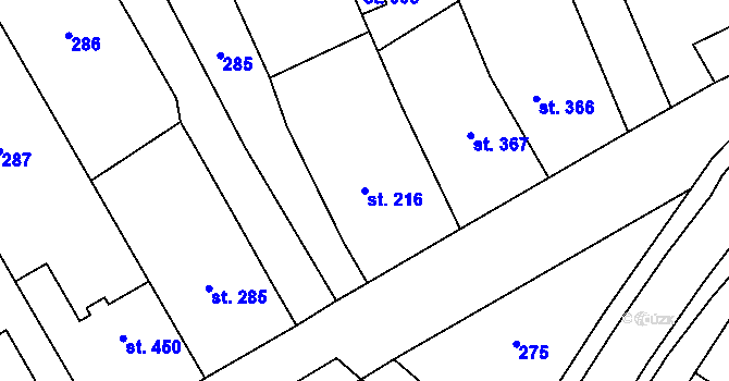 Parcela st. 216 v KÚ Rokytnice u Přerova, Katastrální mapa