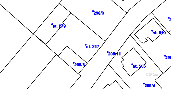 Parcela st. 217 v KÚ Rokytnice u Přerova, Katastrální mapa