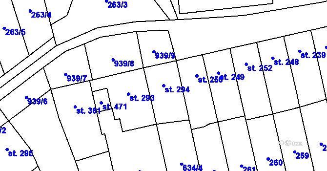 Parcela st. 294 v KÚ Rokytnice u Přerova, Katastrální mapa