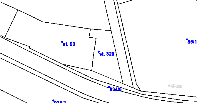 Parcela st. 320 v KÚ Rokytnice u Přerova, Katastrální mapa