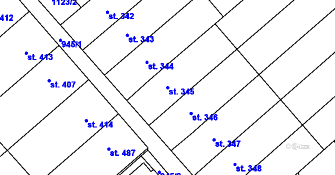 Parcela st. 345 v KÚ Rokytnice u Přerova, Katastrální mapa
