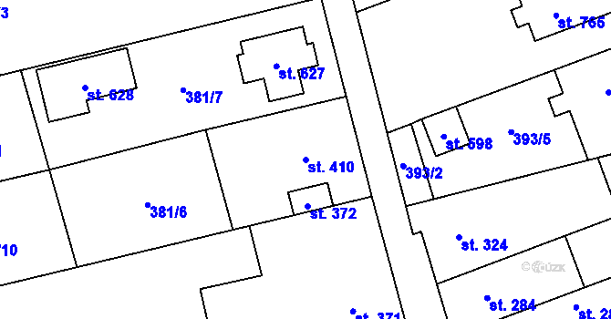 Parcela st. 410 v KÚ Rokytnice u Přerova, Katastrální mapa