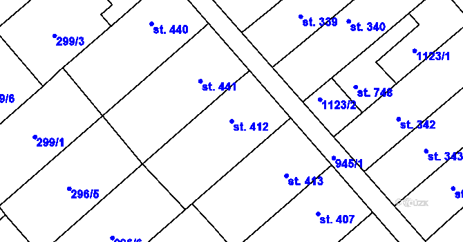 Parcela st. 412 v KÚ Rokytnice u Přerova, Katastrální mapa