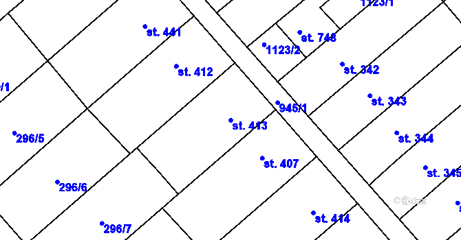 Parcela st. 413 v KÚ Rokytnice u Přerova, Katastrální mapa