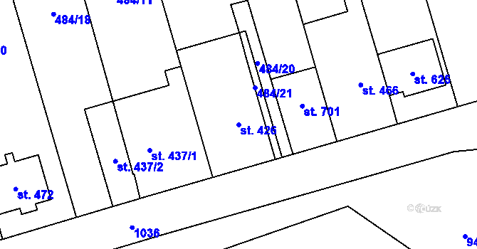 Parcela st. 426 v KÚ Rokytnice u Přerova, Katastrální mapa