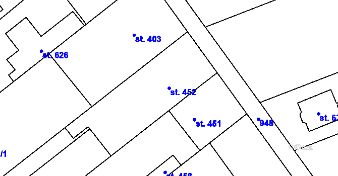 Parcela st. 452 v KÚ Rokytnice u Přerova, Katastrální mapa