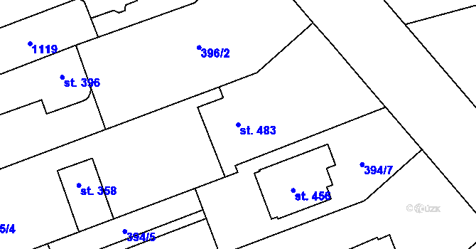 Parcela st. 483 v KÚ Rokytnice u Přerova, Katastrální mapa