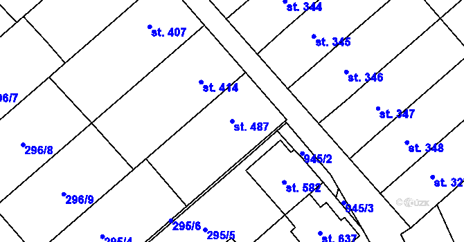 Parcela st. 487 v KÚ Rokytnice u Přerova, Katastrální mapa