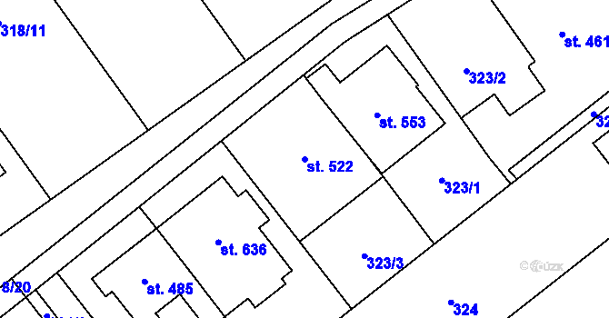 Parcela st. 522 v KÚ Rokytnice u Přerova, Katastrální mapa