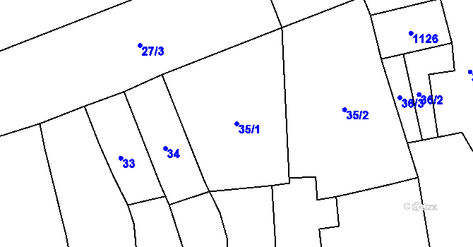 Parcela st. 35/1 v KÚ Rokytnice u Přerova, Katastrální mapa