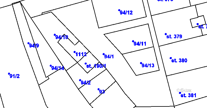 Parcela st. 94/1 v KÚ Rokytnice u Přerova, Katastrální mapa