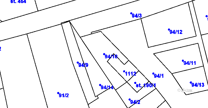 Parcela st. 94/10 v KÚ Rokytnice u Přerova, Katastrální mapa