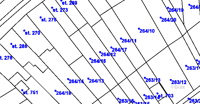 Parcela st. 264/12 v KÚ Rokytnice u Přerova, Katastrální mapa