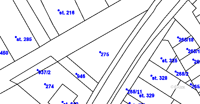 Parcela st. 275 v KÚ Rokytnice u Přerova, Katastrální mapa