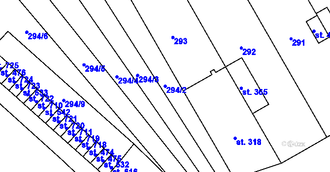 Parcela st. 294/2 v KÚ Rokytnice u Přerova, Katastrální mapa