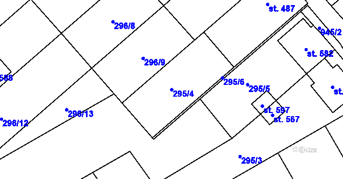 Parcela st. 295/4 v KÚ Rokytnice u Přerova, Katastrální mapa