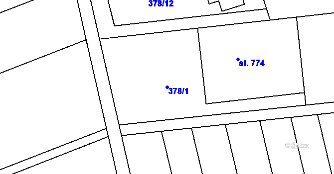 Parcela st. 378/1 v KÚ Rokytnice u Přerova, Katastrální mapa