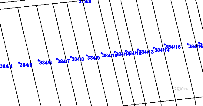 Parcela st. 384/10 v KÚ Rokytnice u Přerova, Katastrální mapa