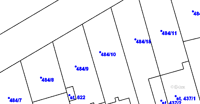 Parcela st. 484/10 v KÚ Rokytnice u Přerova, Katastrální mapa