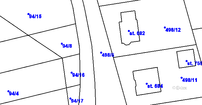 Parcela st. 498/5 v KÚ Rokytnice u Přerova, Katastrální mapa