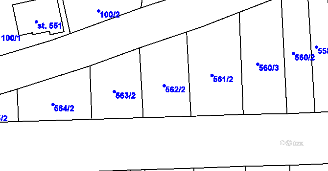 Parcela st. 562/2 v KÚ Rokytnice u Přerova, Katastrální mapa