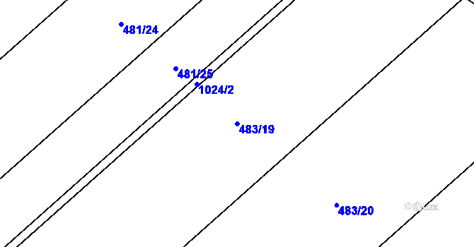 Parcela st. 483/19 v KÚ Rokytnice u Přerova, Katastrální mapa