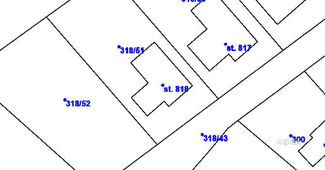 Parcela st. 818 v KÚ Rokytnice u Přerova, Katastrální mapa