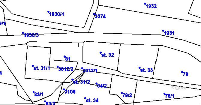 Parcela st. 32 v KÚ Dolní Rokytnice, Katastrální mapa