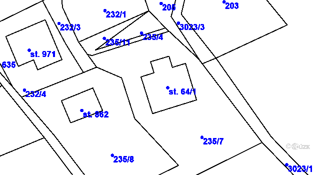 Parcela st. 64/1 v KÚ Dolní Rokytnice, Katastrální mapa