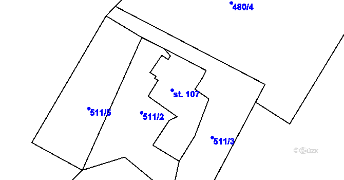 Parcela st. 107 v KÚ Dolní Rokytnice, Katastrální mapa