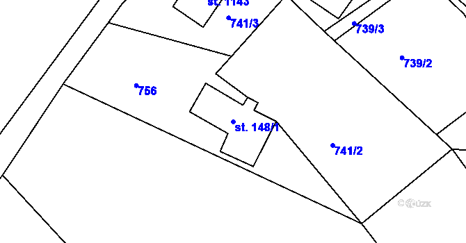 Parcela st. 148/1 v KÚ Dolní Rokytnice, Katastrální mapa