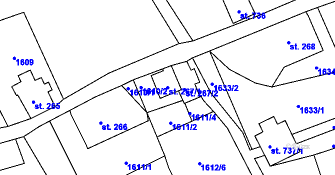 Parcela st. 267/1 v KÚ Dolní Rokytnice, Katastrální mapa