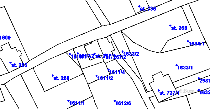 Parcela st. 267/2 v KÚ Dolní Rokytnice, Katastrální mapa