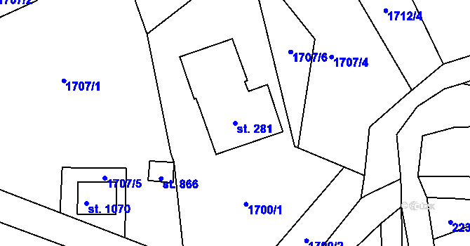 Parcela st. 281 v KÚ Dolní Rokytnice, Katastrální mapa