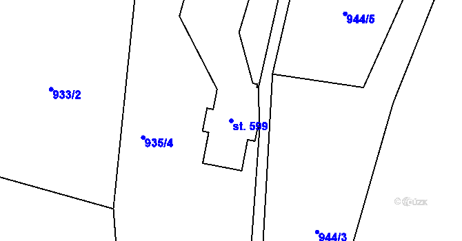 Parcela st. 599 v KÚ Dolní Rokytnice, Katastrální mapa