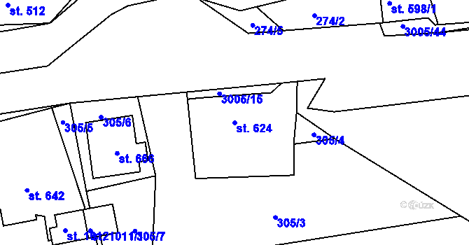 Parcela st. 624 v KÚ Dolní Rokytnice, Katastrální mapa