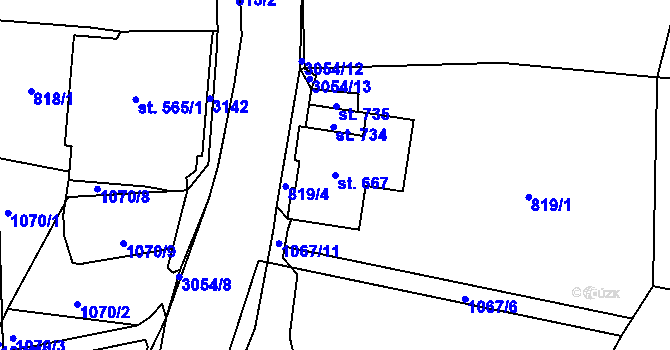 Parcela st. 667 v KÚ Dolní Rokytnice, Katastrální mapa