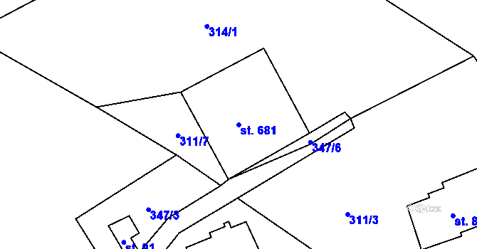 Parcela st. 681 v KÚ Dolní Rokytnice, Katastrální mapa
