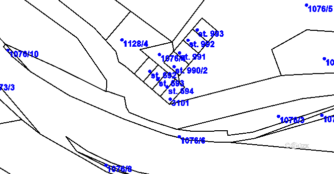 Parcela st. 694 v KÚ Dolní Rokytnice, Katastrální mapa