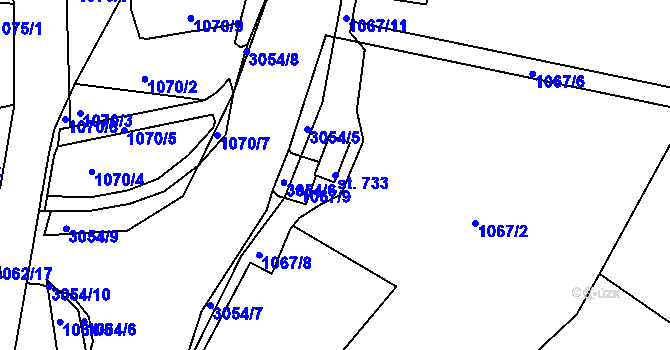 Parcela st. 733 v KÚ Dolní Rokytnice, Katastrální mapa