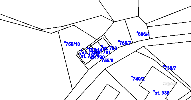 Parcela st. 791 v KÚ Dolní Rokytnice, Katastrální mapa