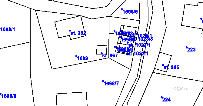 Parcela st. 867 v KÚ Dolní Rokytnice, Katastrální mapa