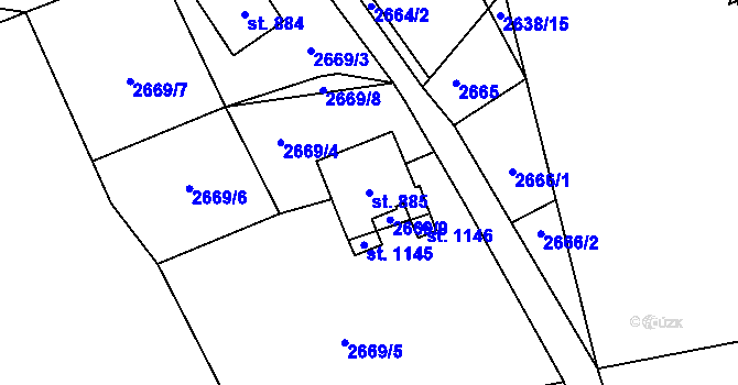 Parcela st. 885 v KÚ Dolní Rokytnice, Katastrální mapa