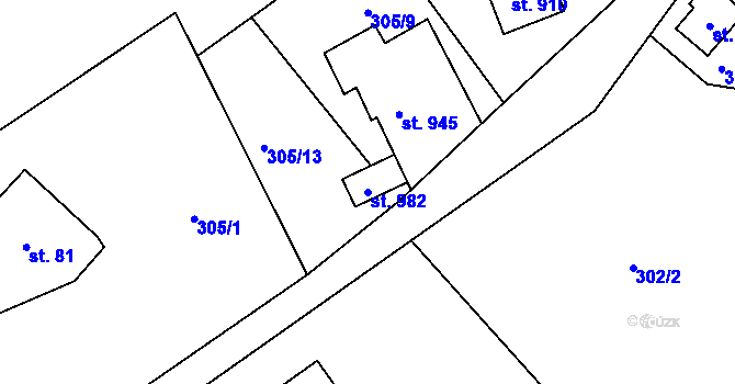 Parcela st. 982 v KÚ Dolní Rokytnice, Katastrální mapa
