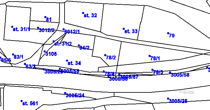Parcela st. 78/2 v KÚ Dolní Rokytnice, Katastrální mapa