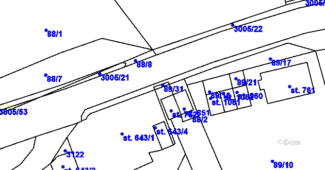 Parcela st. 89/31 v KÚ Dolní Rokytnice, Katastrální mapa