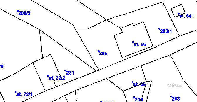 Parcela st. 206 v KÚ Dolní Rokytnice, Katastrální mapa