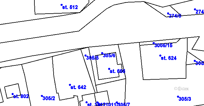 Parcela st. 305/6 v KÚ Dolní Rokytnice, Katastrální mapa