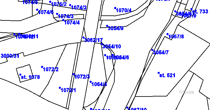 Parcela st. 1064/5 v KÚ Dolní Rokytnice, Katastrální mapa