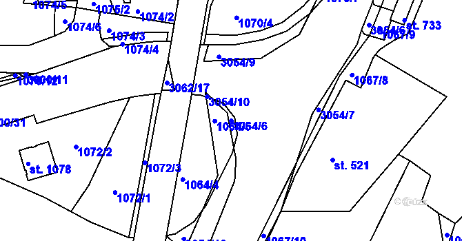Parcela st. 1064/6 v KÚ Dolní Rokytnice, Katastrální mapa